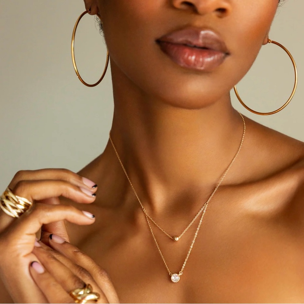 NWT Marlyn Schiff Double Layered Gold Tone Necklace